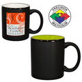 11 Oz. 2 Tone Satin Hilo C-Handle Mug - Screen Printed (Black/Rye Green)